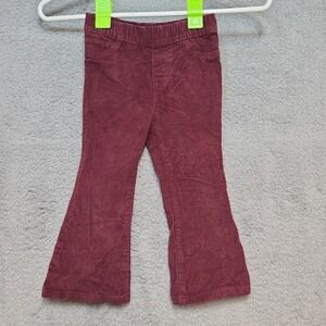 Okie Dokie Toddler Girls Burgundy Corduroy Flare Pants 2T Elastic Waist